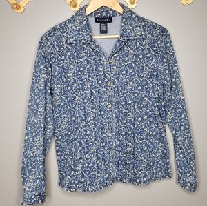 VINTAGE Denim&Co Denim Jacket with Floral Vines